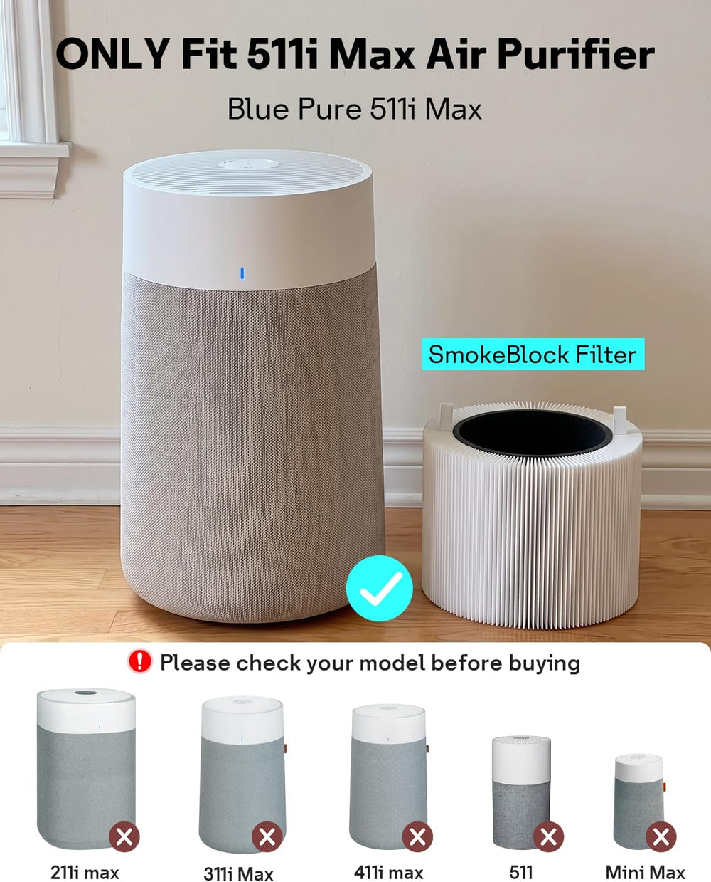 Leemone 511i Max SmokeBlock Filter Replacement Compatible (2 Pack)