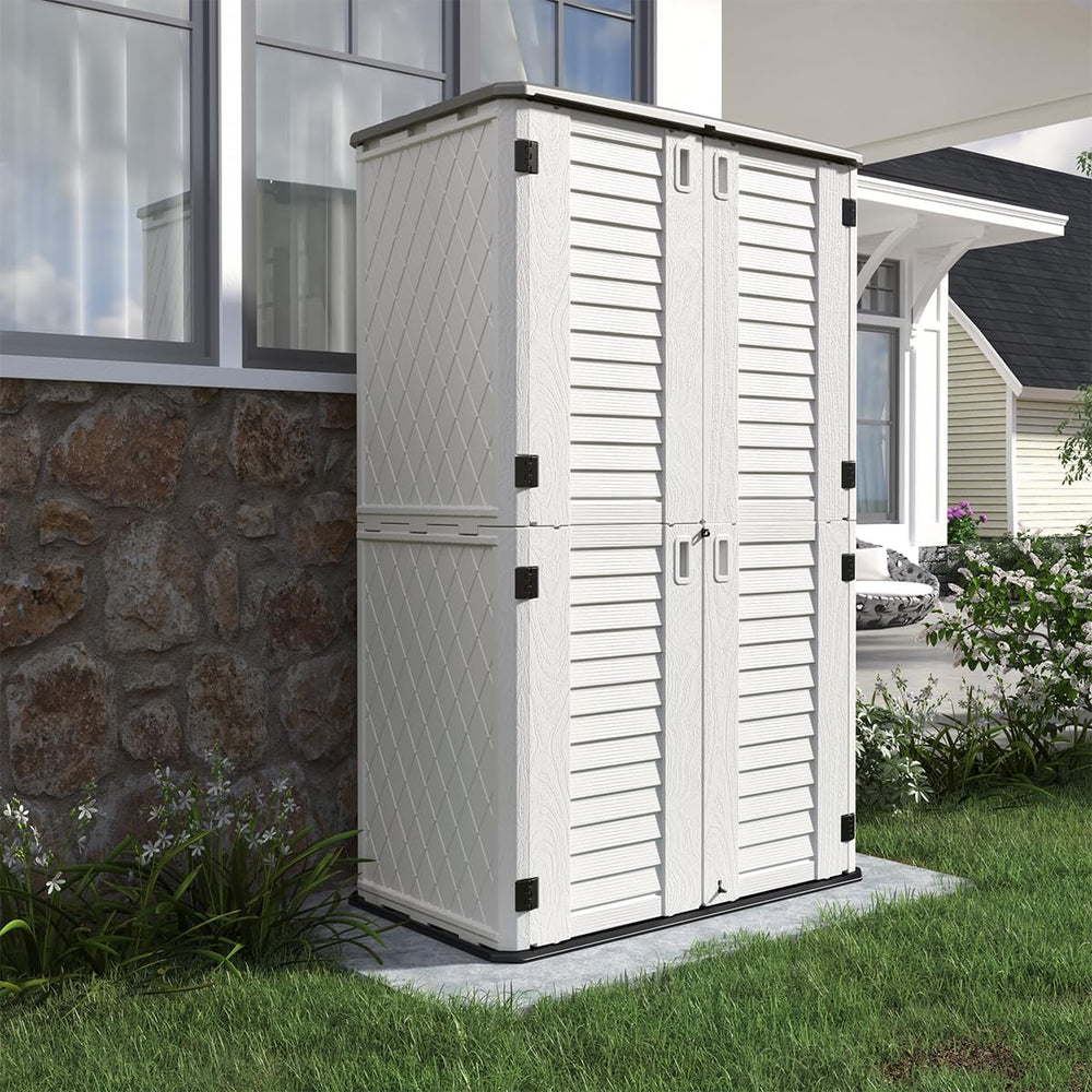 KINYING Outdoor Storage Cabinet Waterproof, Resin Vertical Outdoor Storage Sh...