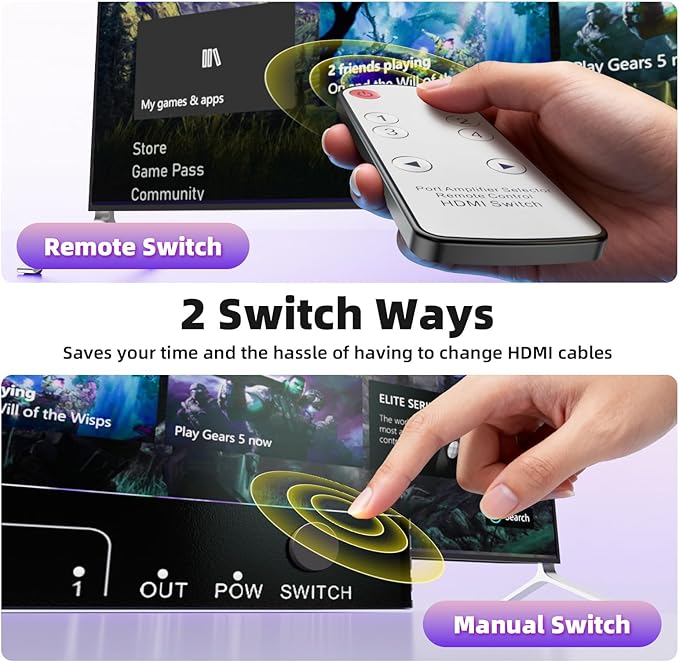 ALYYDBG 8k@60Hz HDMI Switch 4 in 1 Out Supports 4K@120Hz Dynamic HDR10+ HDCP