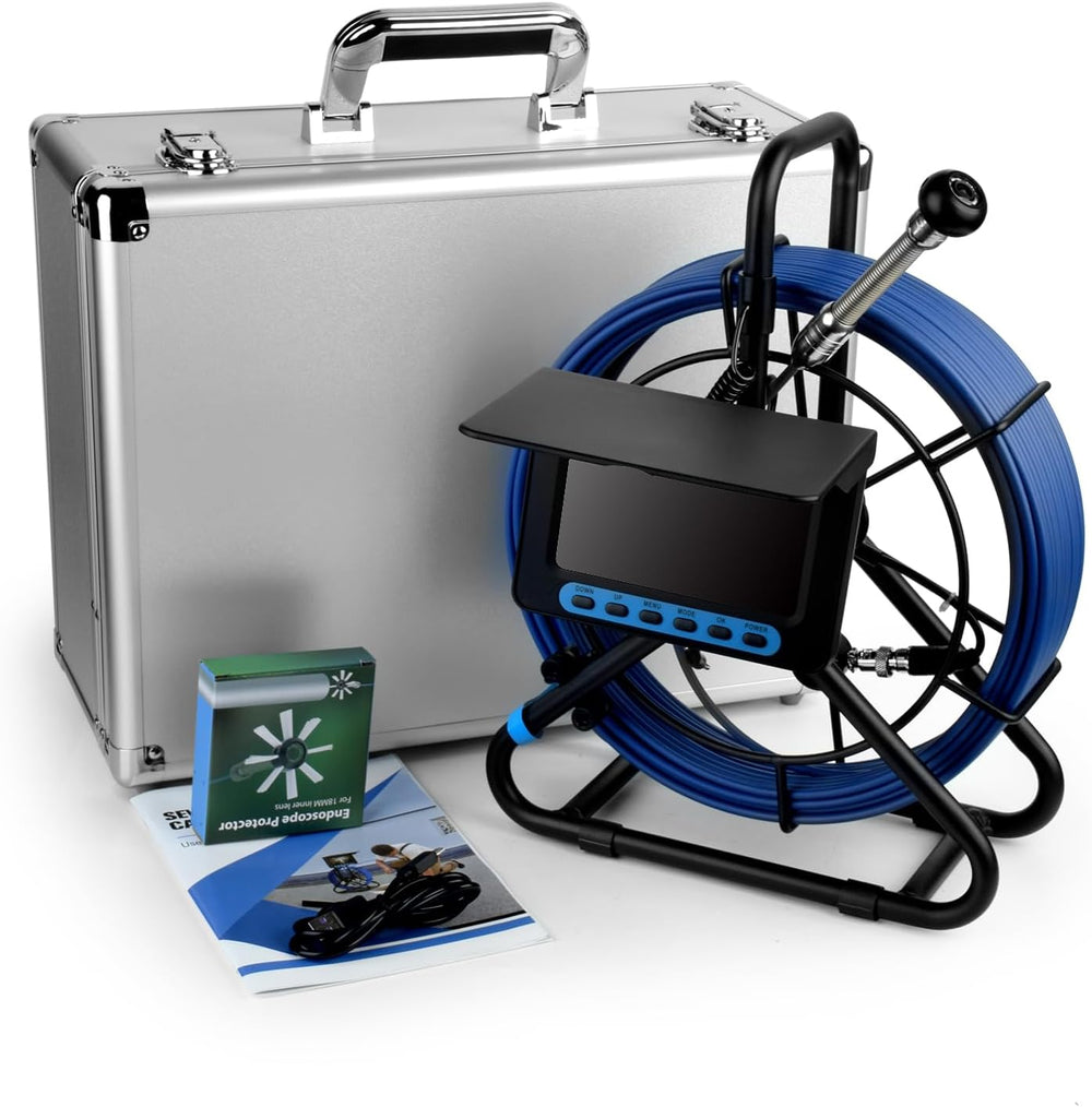 Box-Type100FT Sewer Camera 5" Screen 1080P HD Pipe Inspection Borescope