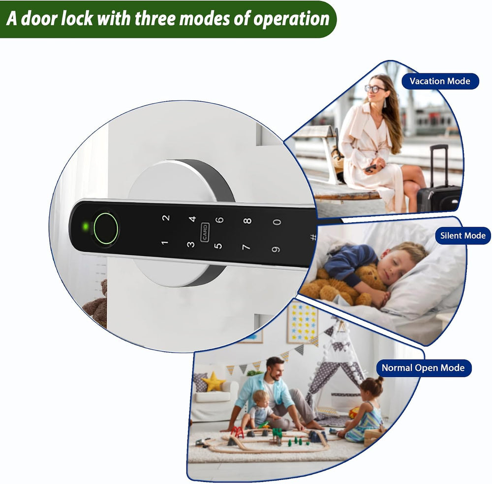 Fingerprint Door Lock, 5-in-1 Smart Door Knob with Handle, Biometric Keyless ...