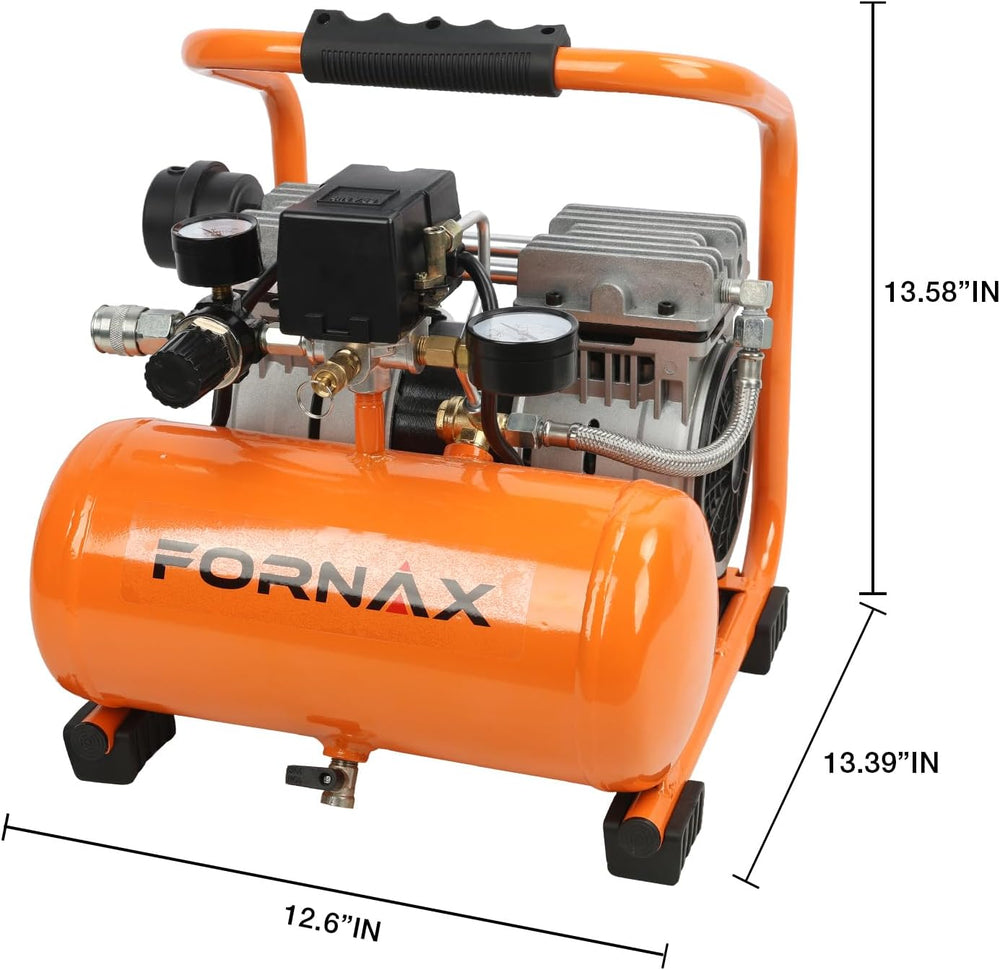FORNAX Ultra Quiet Air Compressor, 1.3Gallon, 1HP, 65dB Silent Oil-Free Porta...