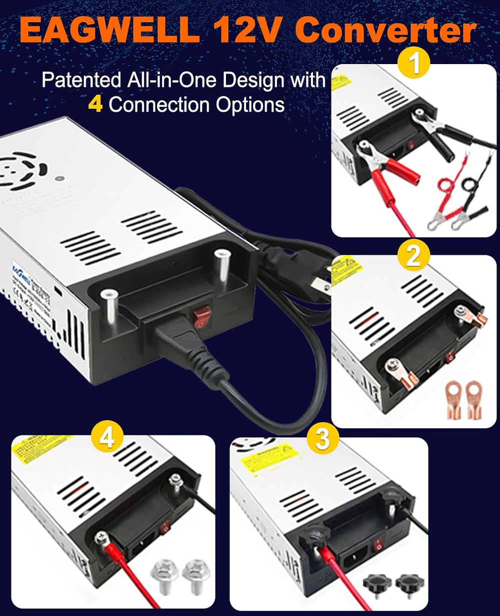EAGWELL 110V AC to 12V DC Converter 600W Power Supply 50A