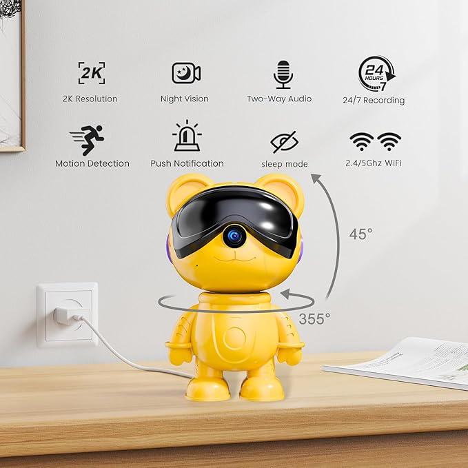 dzcctvipc-Cute Bear-2K Smart-Robot Security-Camera Wireless
