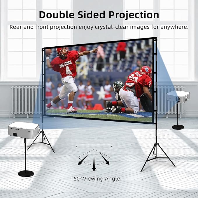 Projector Screen and Stand, Wootfairy 120 inch Foldable and Portable Projection