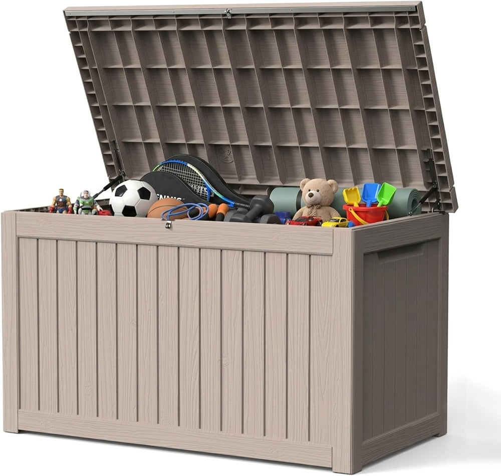 300 Gallon Outdoor Storage Box Waterproof Lockable Resin Deck Box Large, Pati...