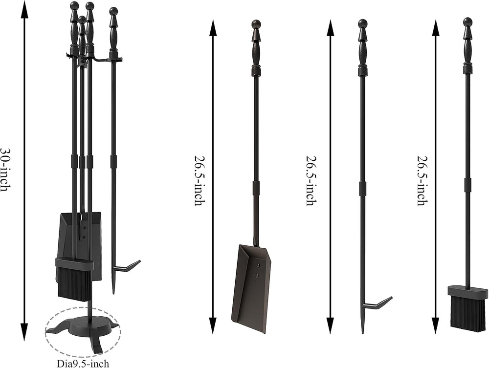 Fire Beauty Fireplace Tool Set with Stand 4 Piece Cast Iron Fire Tools Set