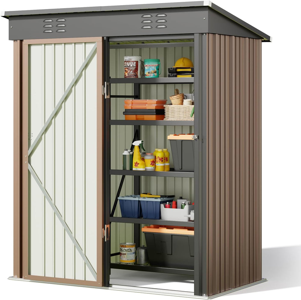 Bealife Metal Garden Tool Shed, Galvanised Steel Tool Shed, Outdoor Storage S...