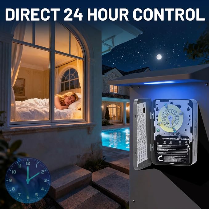 T104M Mechanical Time Switch, 208-277V AC 40A DPST, 24-Hour Dial (4 Pairs)