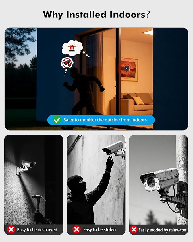 YesPano 3MP 2K Window Camera, 5G & 2.4GHz WiFi Indoor Camera (2 Pack)