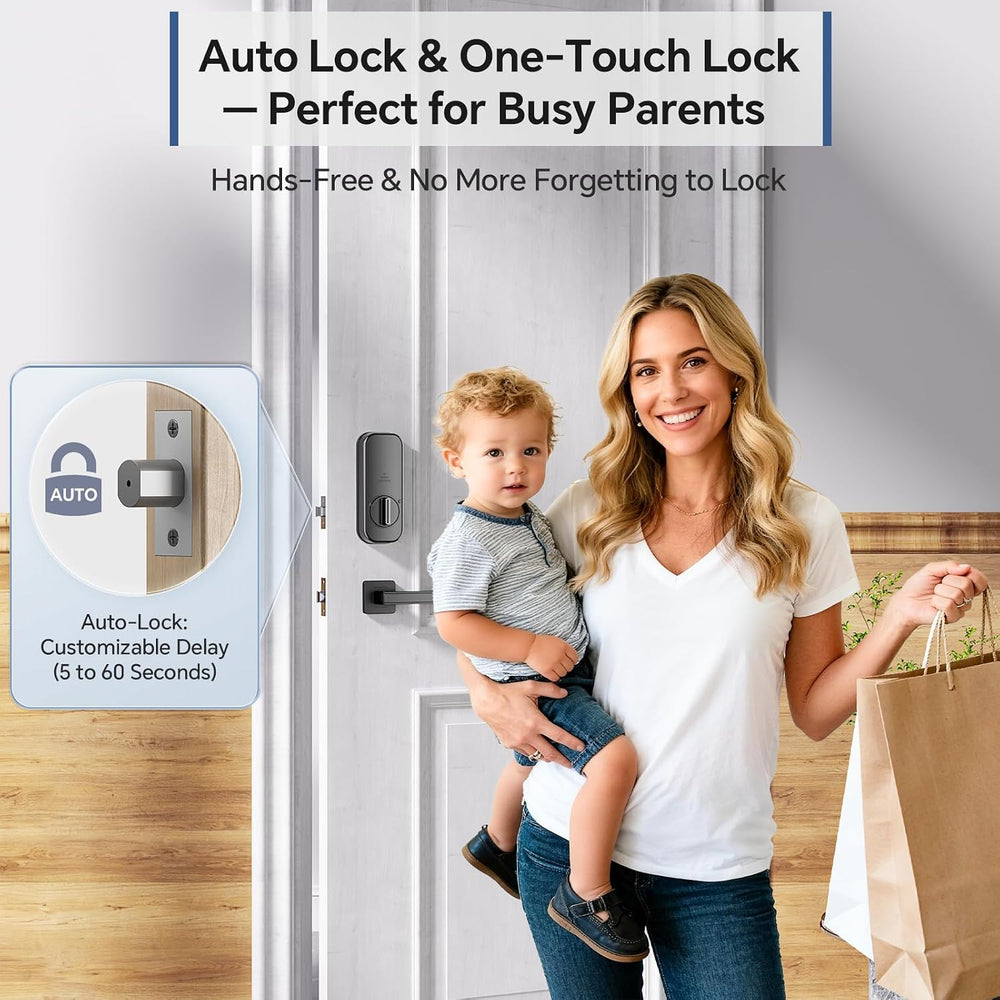 Ulecoce DL08H 7-in-1 Fingerprint Smart Door Lock for Front Door with Handle