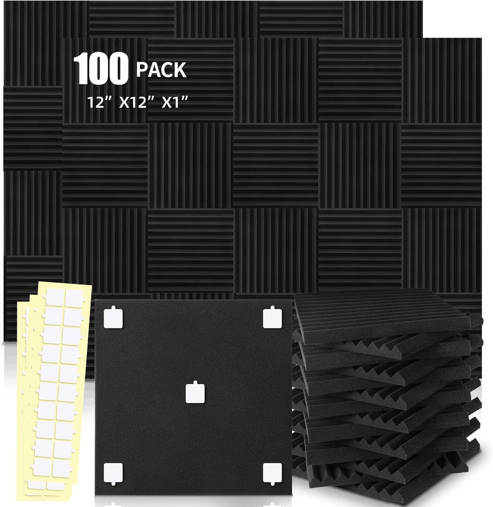 HWLIYUTAI 100 Pack Acoustic Panels 1 X 12 X 12 Inches
