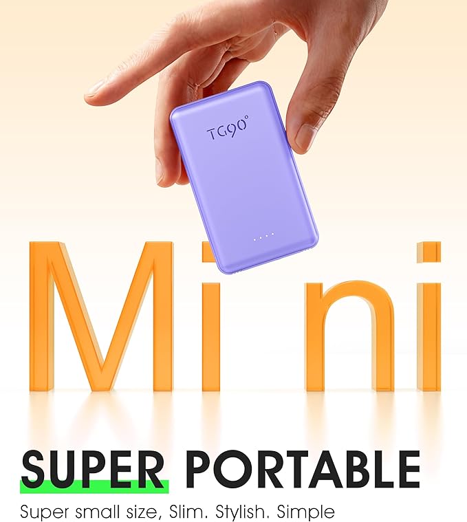 TG90° 2 Pack 5000mAh Power Bank, Small Portable Charge Built-in AC Plug and