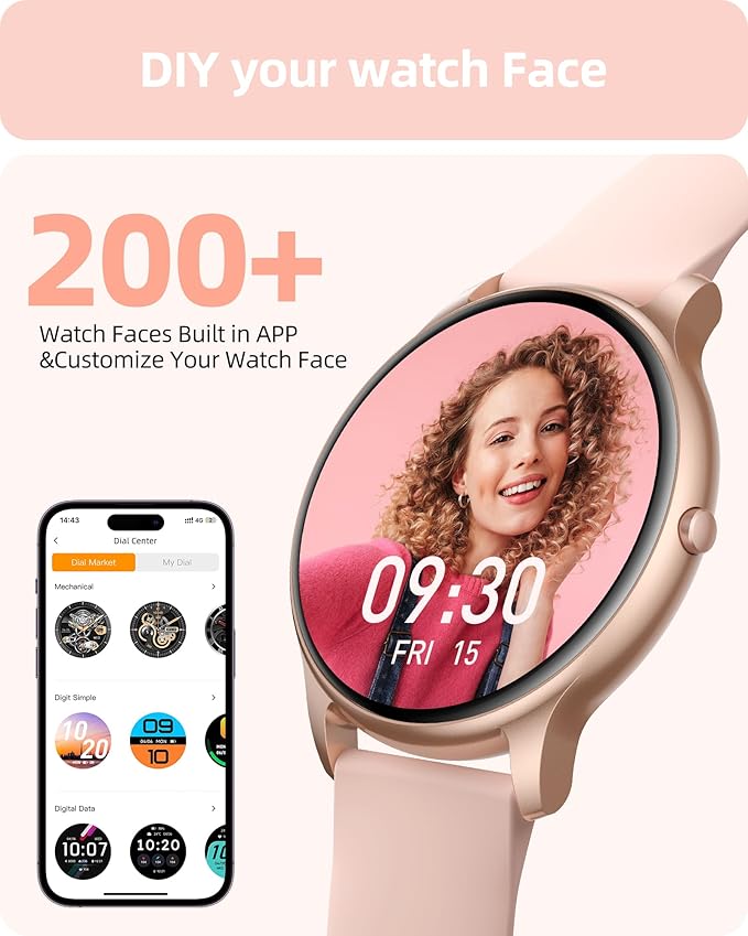 Parsonver Smart Watch for Women, HD Screen Fitness Tracker IP68 Waterproof