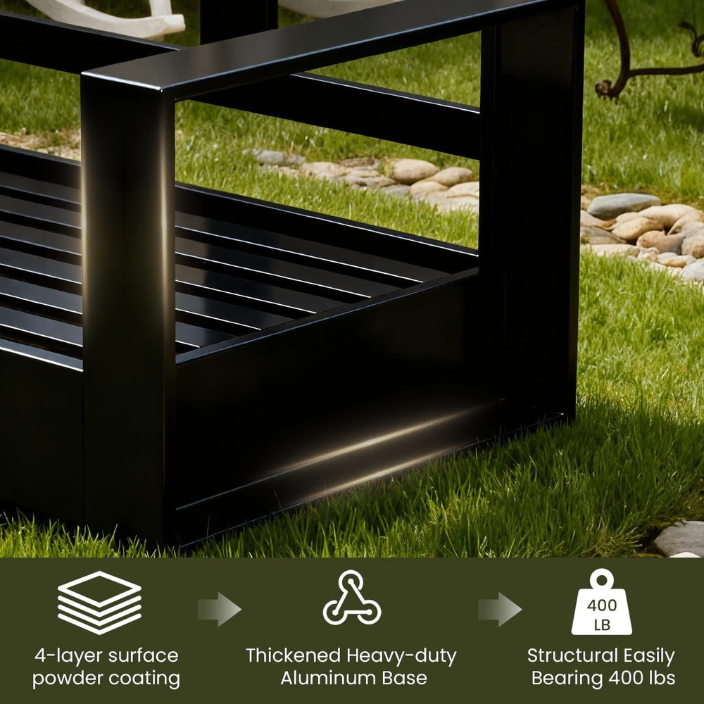 4 Piece Oversized Aluminum Outdoor Furniture Set with Fire Pit