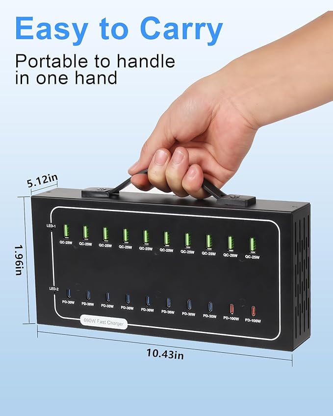 690W USB Charging Station, 20 Port Fast Charging Station