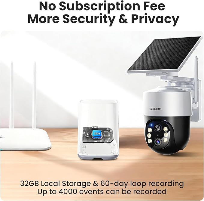 SOLIOM- True 8MP HD Security Cameras Outdoor Wireless, Add-On Camera, Solar