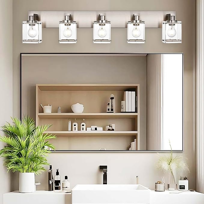 WINSHEN 5-Lights Brushed Nickel Bathroom Wall Light