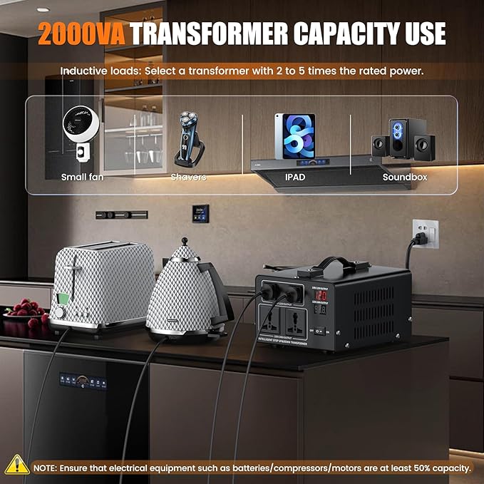 2000W Voltage Converter Transformer Step Up 110V/120V to220V/240V or Step Down