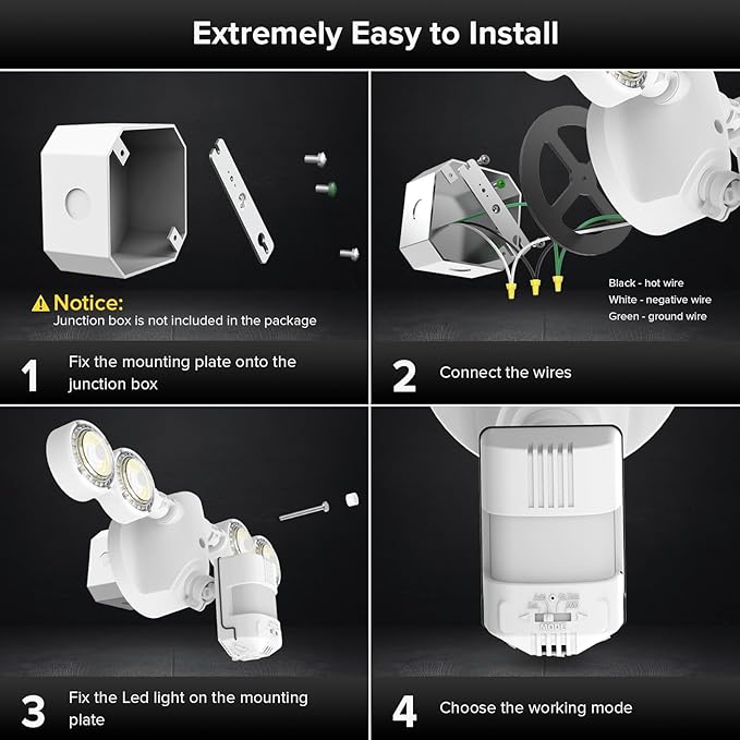 SANSI 40W 5000 LM LED Motion Sensor Outdoor Lights 5000K Daylight Super Bright