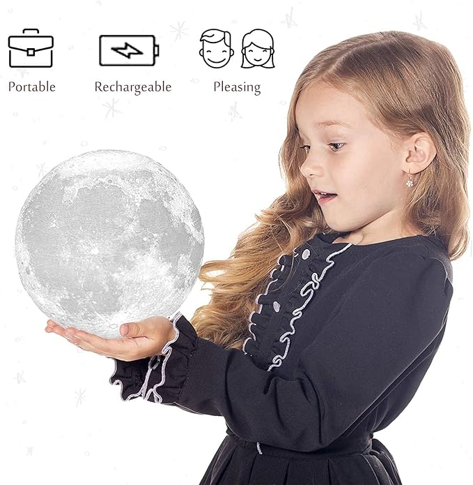 PRUGNA Moon Lamp, 1200mAh Ultra-Long Endurance Night Light, 7.1" 16 Colo...