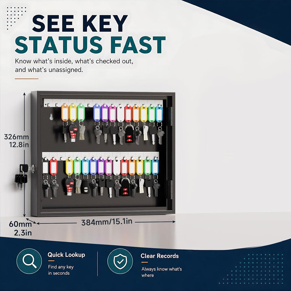 60 Key Lock Box Wall Mount, Smart Key Cabinet with Keypad for Office