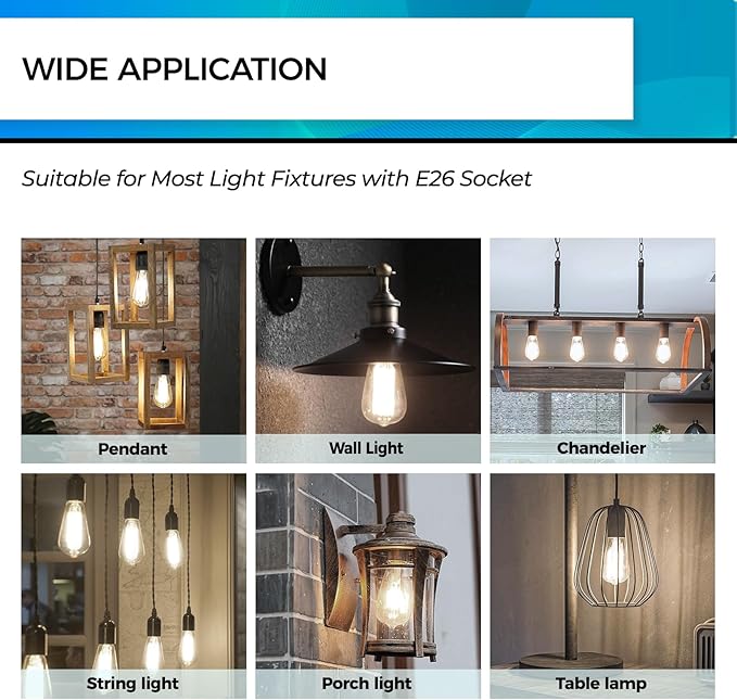 Hizashi Vintage LED Light Bulb Dimmable, 6W Equivalent 60W, Edison Bulbs 4000...