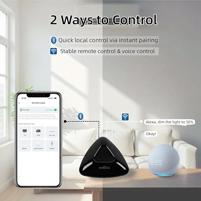 BroadLink Universal IR/RF Remote RM MAX, Wi-Fi & BLE Smart Hub