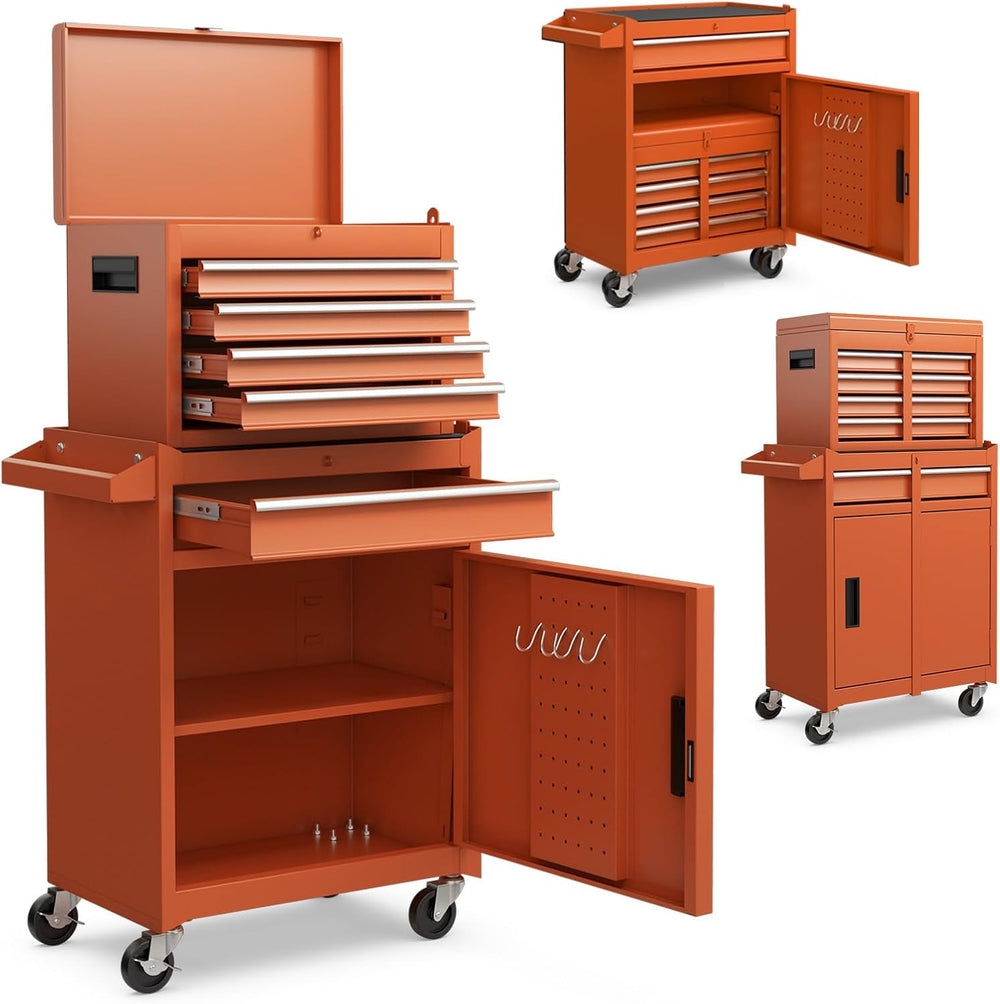 DREAMADE 5-Drawer Tool Chest Combo, Rolling Tool Cabinet w/Detachable Top Too...