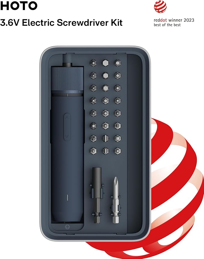 HOTO Electric Screwdriver Kit, Upgraded 1/4'' Hex 25 Bits, Magnetic L...
