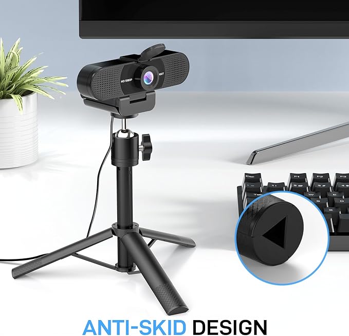 EMEET C960 Webcam with Tripod, 1080P Webcam with Microphone, Adjustable Height