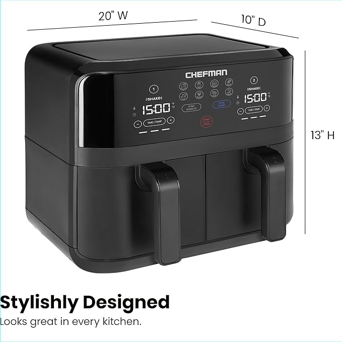 Chefman TurboFry Touch Dual Air Fryer, Maximize The Healthiest Meals