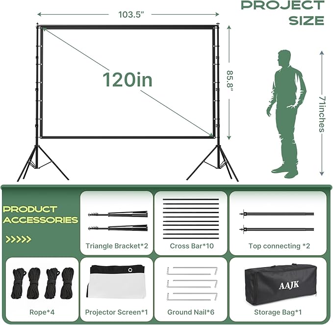 AAJK 120in Projector Screen