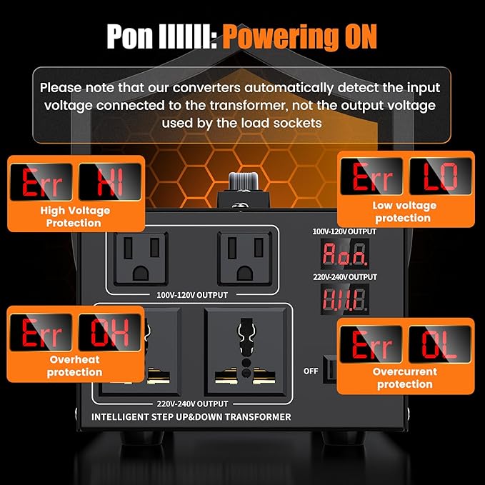 1000W Voltage Converter Transformer Step Up 110V/120V to220V/240V or Step Down