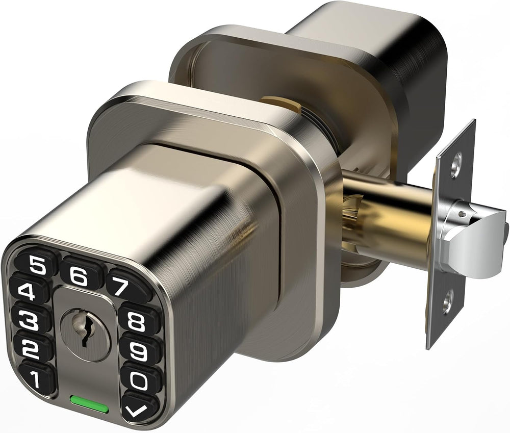 Richelock Square Door Knob with Keypad, Keylees Entry Door Lock with Cylinder...