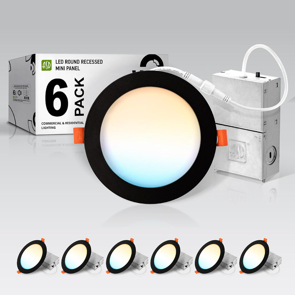 ASD 6 Pack LED Recessed Lighting 6 Inch 15W, 5 CCT 2700K-5000K CRI90+, IC Rated