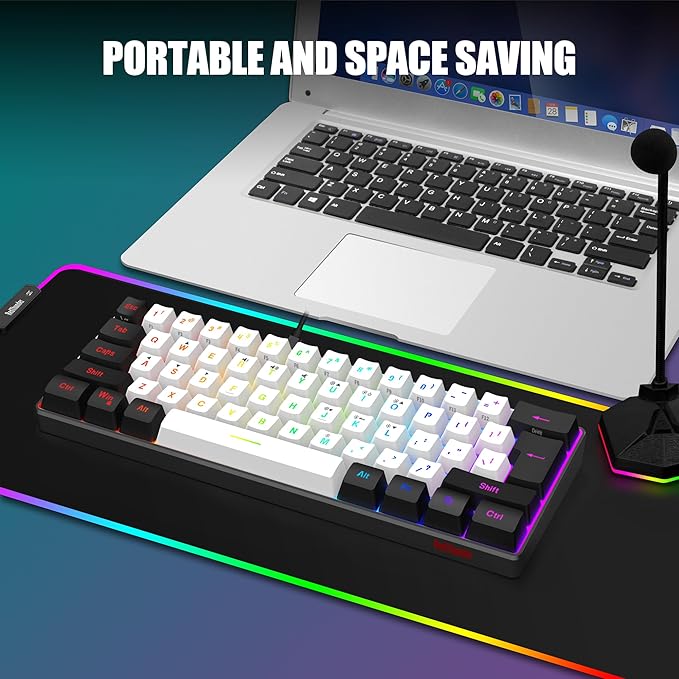RedThunder 60% Gaming Keyboard and Mouse Combo, Ultra-Compact 61-Key RGB