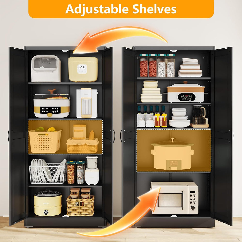 Ckzbx Black Metal Cabinets with Doors and Shelves, 71" H Storage Cabinet...