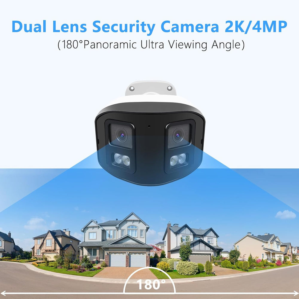 4MP 180 Degree Dual Lens PoE IP Security Camera with Two Way Talk