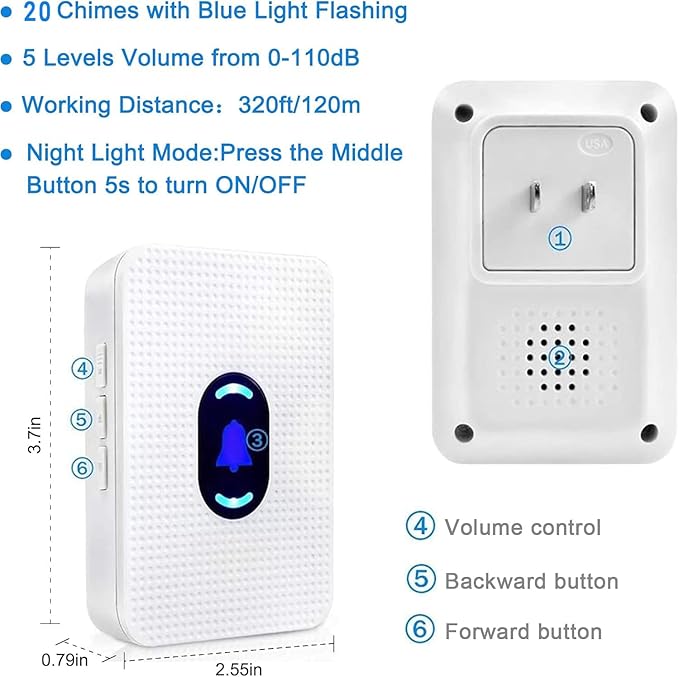Daytech Wireless Caregiver Pager Call Button Elderly Nurse Alert System