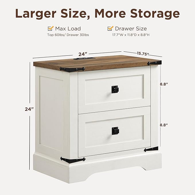 T4TREAM 24" Farmhouse Nightstand (Set of 2)