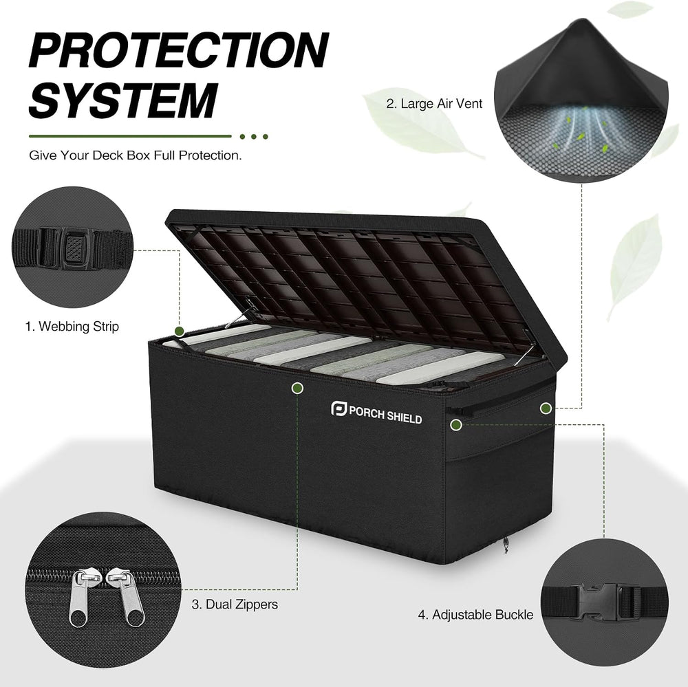 Porch Shield Patio Deck Box Cover (Upgrade), 56 x 26 x 26 inches, Black