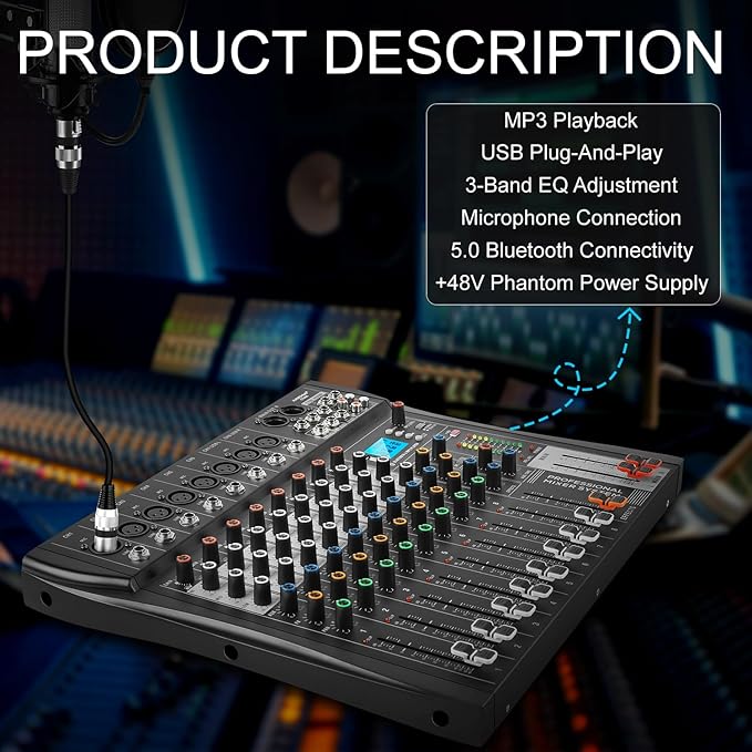 8 Channel Professional Audio Mixer