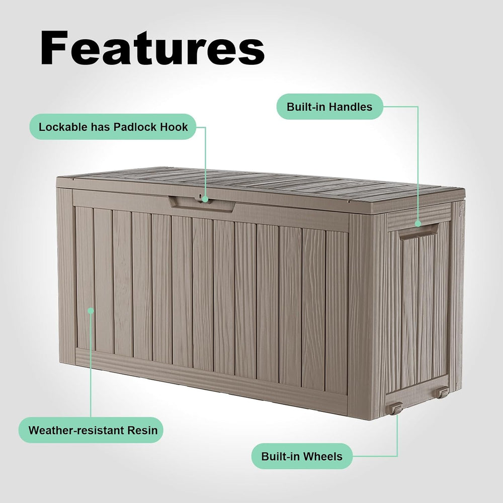 75 Gallon Waterproof Resin Deck Box, UV Resistant Outdoor Storage for Garden,...