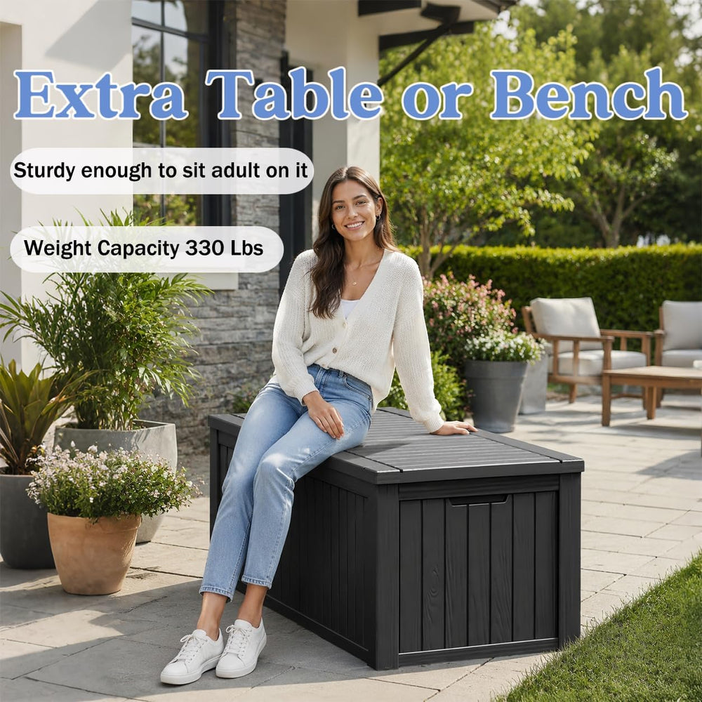 Waterproof Outdoor Storage Box, Resin Patio Organizer,200 Gal,Black