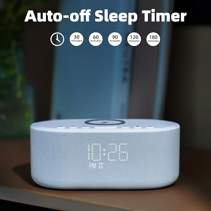 Sound Machine Alarm Clock Wireless Charger: Bluetooth 10W Stereo Sound Speaker