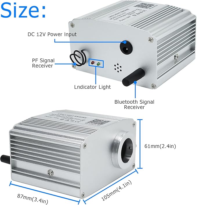 AZIMOM 10W Twinkle Fiber Optic Starlight Box Sound Activated RGBW Fiber Optic