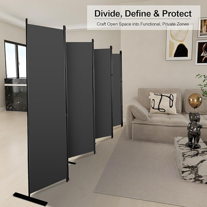 MAYOLIAH 8 Panel Room Divider 6ft Tall Freestanding Privacy Screen 160'