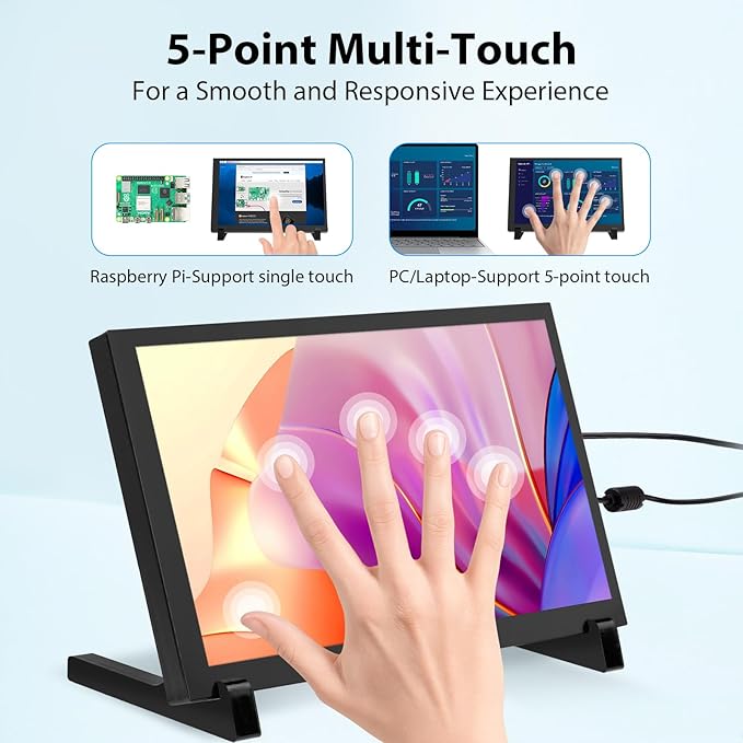 ELECROW 10.1 Inch Touchscreen Monitor, 1280x800 IPS LCD HD Display
