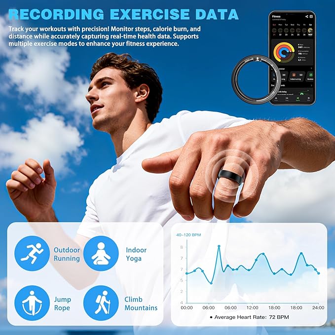 S SECRETTOP Smart Ring for Women & Men, Activity Tracker Ring, Heart Rate